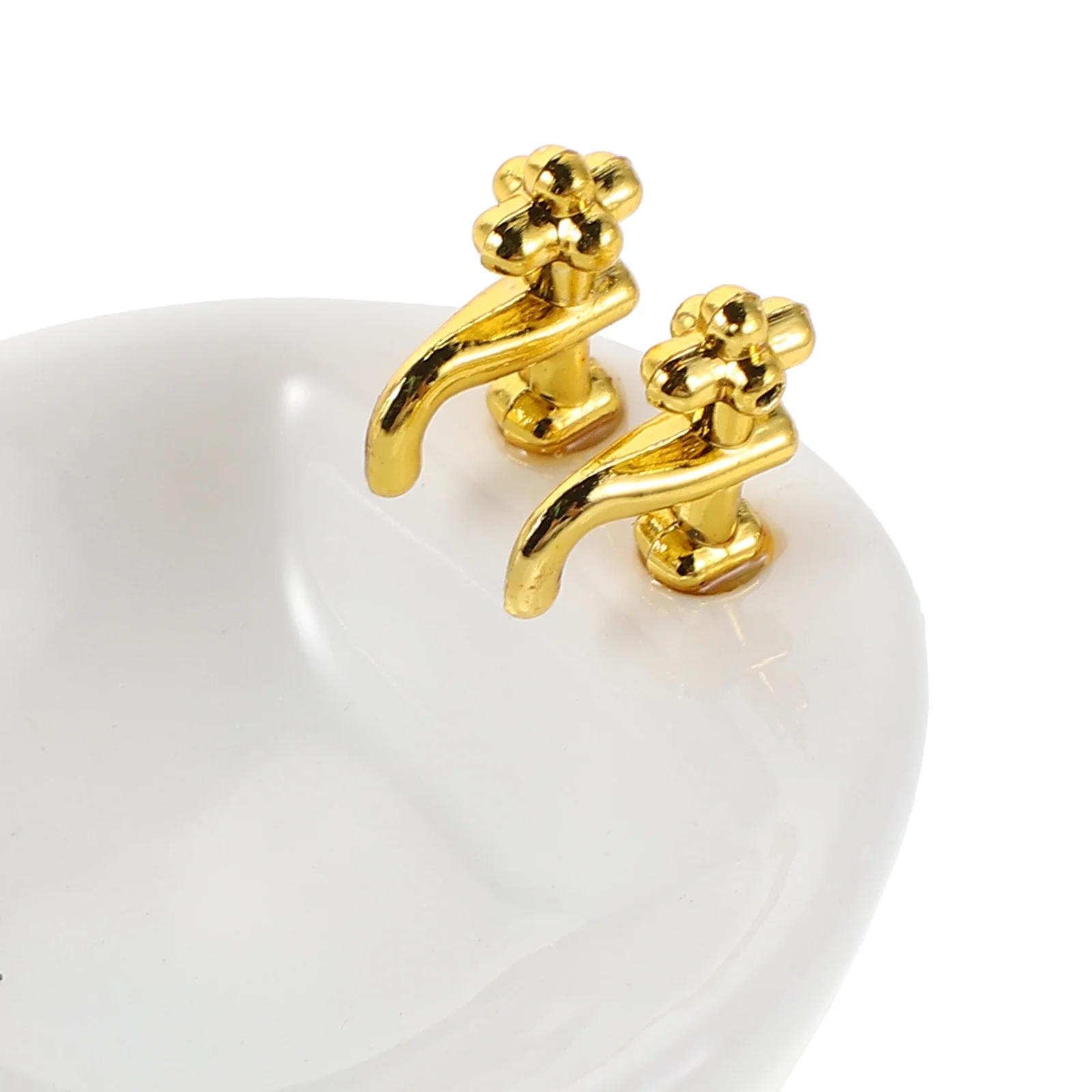 3pcs 미니어처 인형 집 욕실 액세서리 1:12 스케일 인형 집 욕실 주방 장식 플레이 세트 용 작은 흰색 싱크 세트