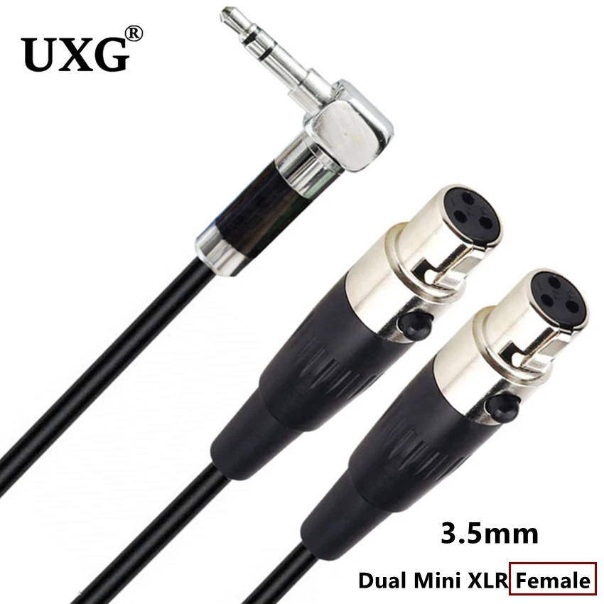 Dual Mini  3Pin XLR  Male & Female to  3.5mm 1/8\