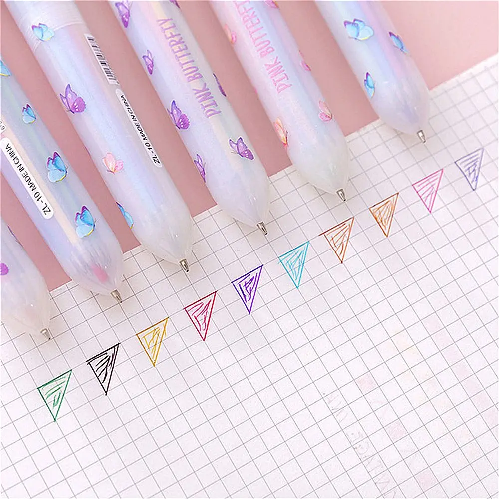 

10 Colors Stationery Set Colorful Refill School Office Supply Ballpoint Pen Animal Mermaid Rollerball Pen