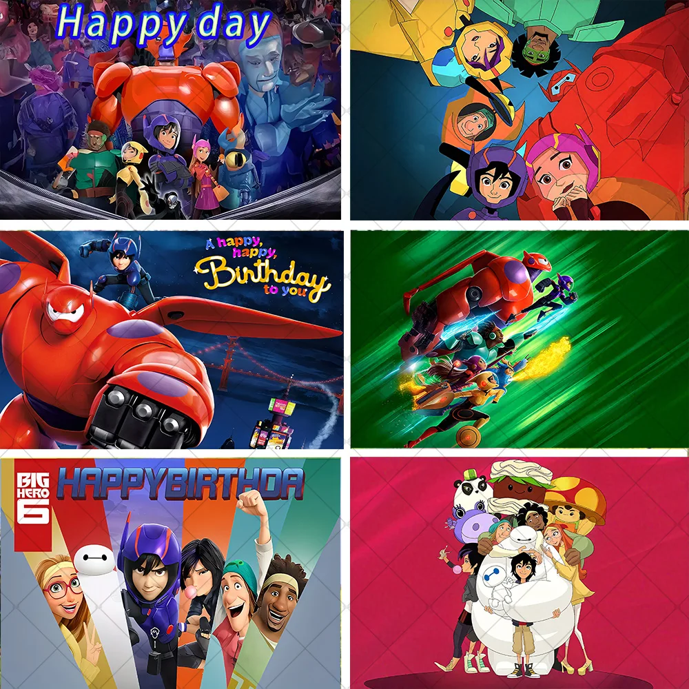 

Disney Big Hero 6 Birthday Party Decoration Background Boy Girl Shower Supplies Banner Photography Backdrop Photo Shoot Props