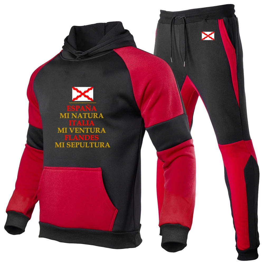 

2026 Men's Spanish Empire Retro Spain Logo Print Spring And Autumn Daily Commute Convenient Pullover Hoodies Pants Suits
