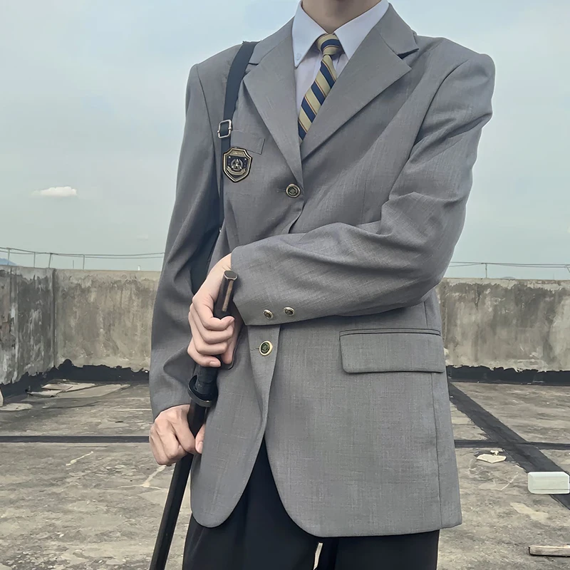 CY543 Suit Japanese Uniform Men's and Women's Grey School Supply Sense Preppy Student Casual Original Three-button Jacket