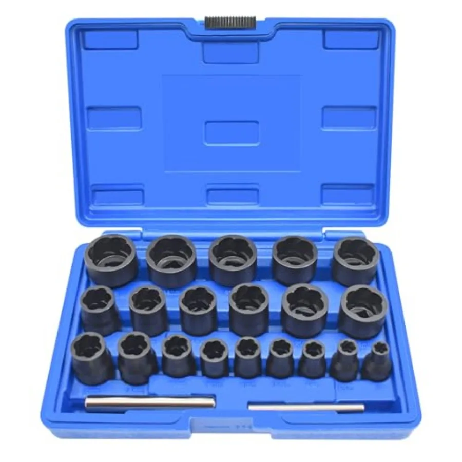 

Bolt Nut Extractor Set, 1/2" and 3/8" Drive Wheel Lock Removal Kit for Extracting Damaged, Stripped Frozen Nuts and Screws Twis