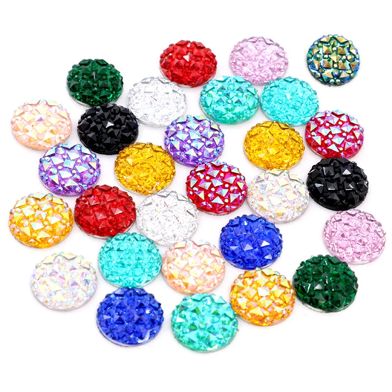 New Fashion 40pcs 12mm Mix Colors Flat back Resin Cabochons Cameo Jewelry Accessories Supplies Wholesale Supplies