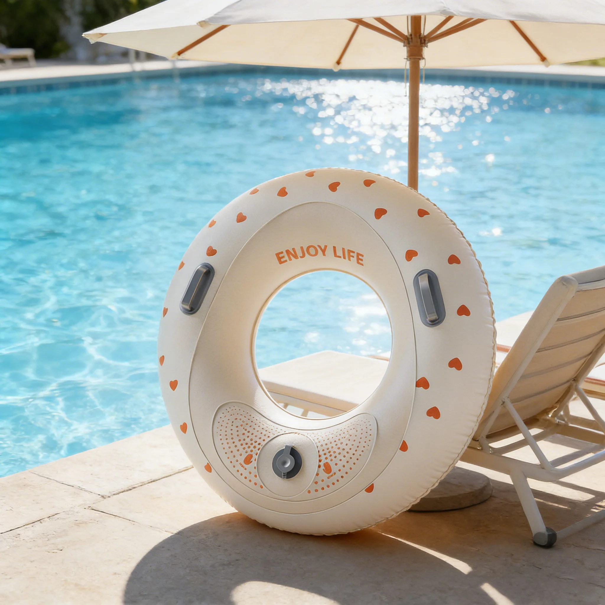 Inflatable Mermaid Tail Pool Float Transparent Blue Donut Swim Ring with Built-in Air Pump for Adults Kids Summer Beach Water view 5