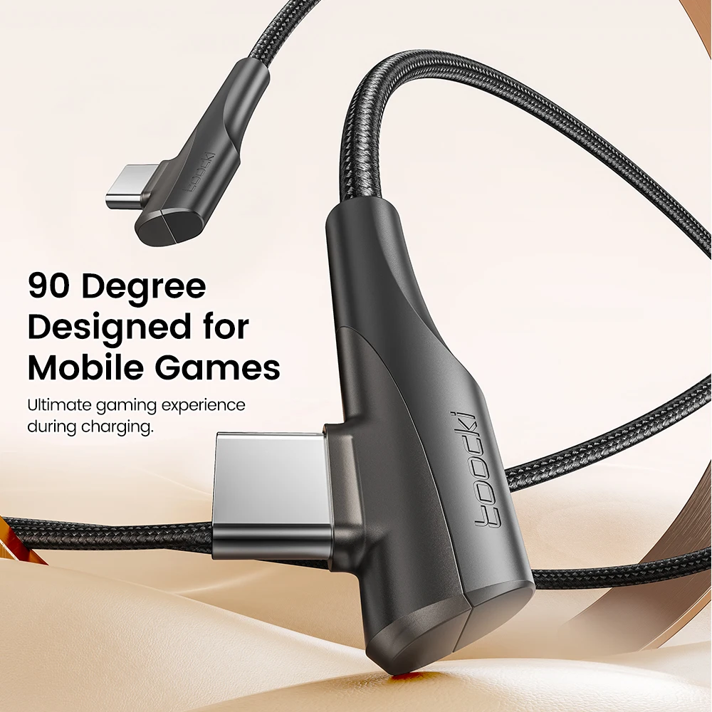 Toocki USB Type C to USB C Cable 90 Degree Angle QC4.0 PD4.0 PD 100W Fast Charging for Macbook iPhone 15 Samsung Xiaomi Huawei