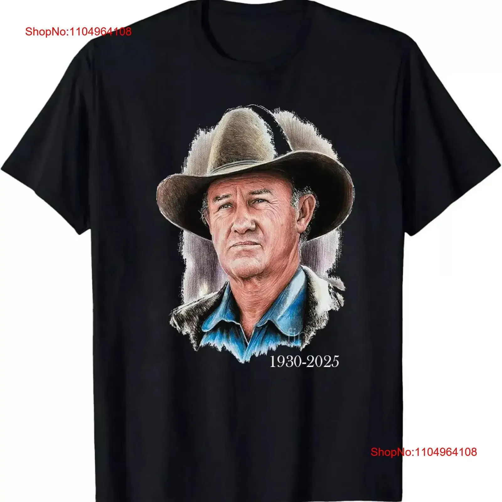 

RIP Gene Hackman Art Tribute 1930 2025 T Shirt Full Size vintage Washed graphic Top For Everyday Wear Stretched Stylish