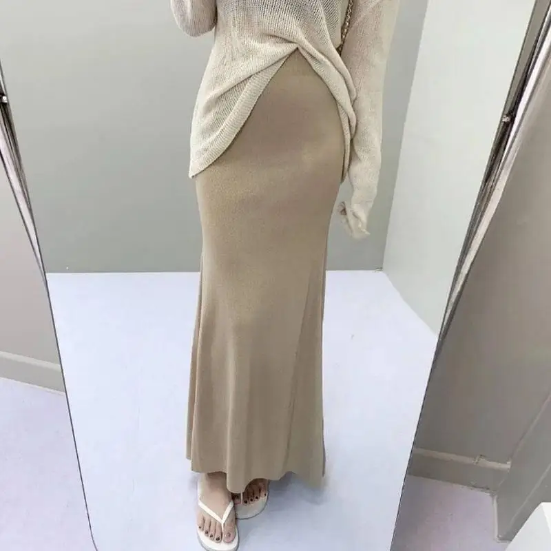 

Sexy High Waist Bodycon Fi Tail Skirt Women's Charm Elastic Waist f Body Skirt Commute Sle Pure Color H-ape Long Skirt
