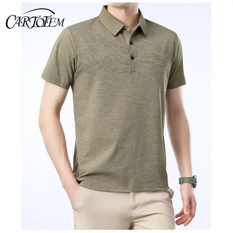 

New Cotton Men's Short-sleeved POLO Tops Fashionable Lapel Print Half-sleeved Casual Summer Suit Men