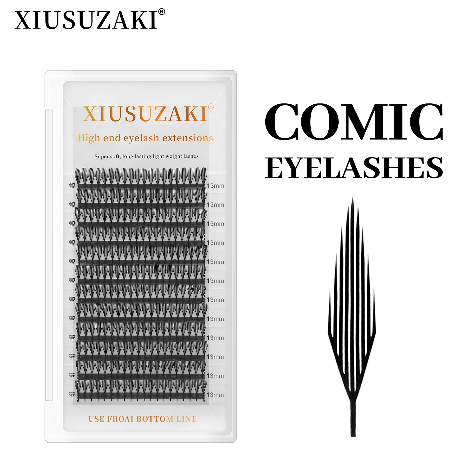 XIUSUZAKI Comic Spire Lashes Automatic Flowering Premade Fans Eyelashes Extensions Individual Volume False Lashes Makeup Tools