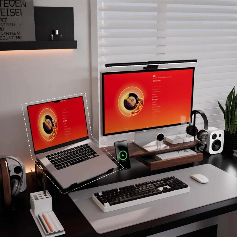 Z3Pro Monitor Stand Riser Solid Wood Desk Organizer Shelf Ergonomic Computer Screen Elevator Modular Computer Desk for Workplace