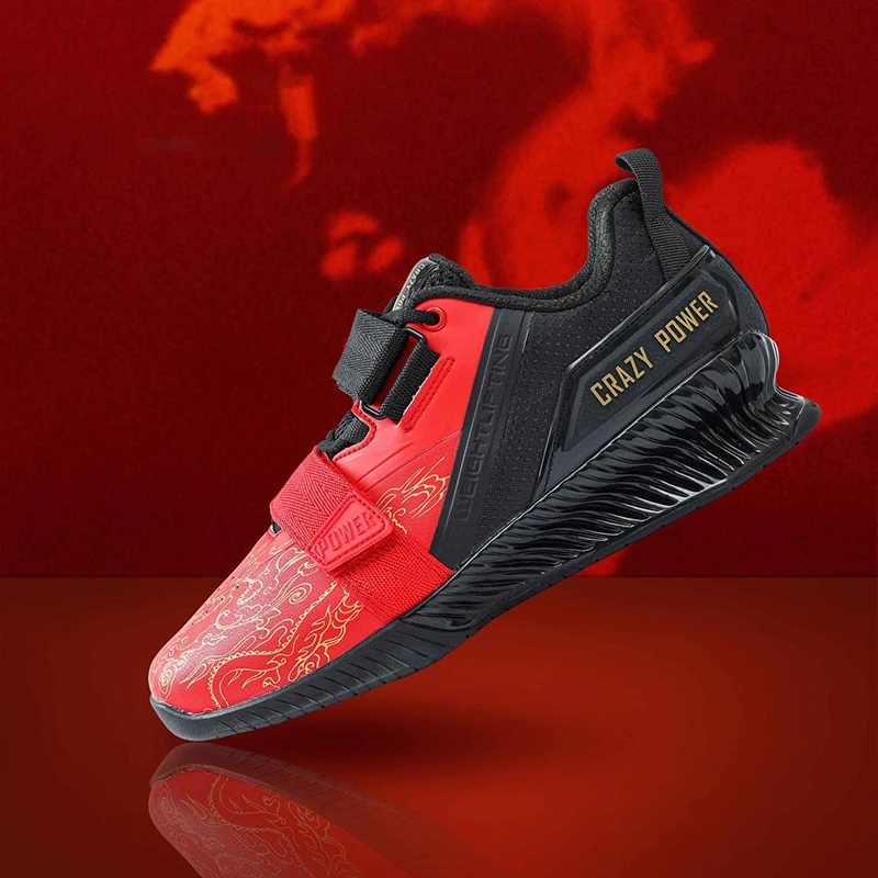 2026 Brand Crazy Power Dragon Pattern Weightlifting Boots Men Women Hook Loop Pro Powerlifting Shoes