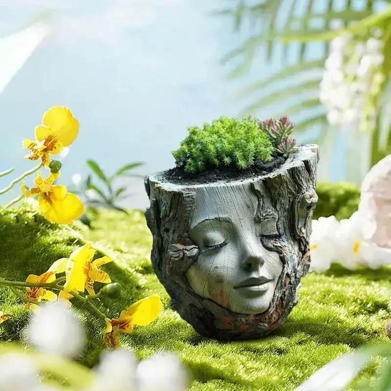 

Head Planter Head Planter Pots Succulent Planter Resin Cute Vase Container Home Decorations Flowerpot Yard Decor Garden Statue