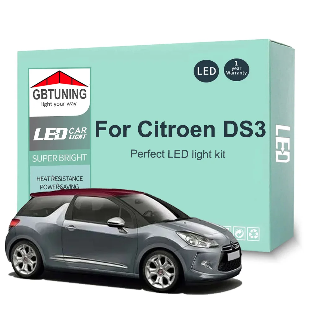 Cityroen ds3,2009, 2010, 2011, 2012,16pcsに適した車内電球キット。