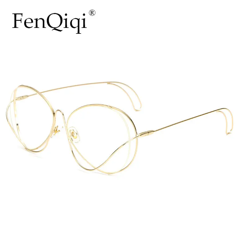 Fashion Cool Eyewear Flat Top Glasses Irregular Gold Rimmed Eyeglasses For Men Women Unisex Anti-blue Light Optical Glasses