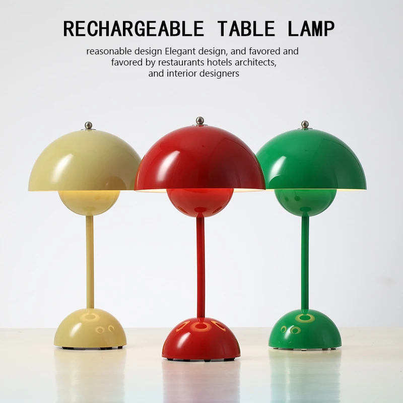 Table LED Lamp Desk Light Type-C Rechargeable Top Touch Switch Lantern Room Decoration Night Lights Alloy Material