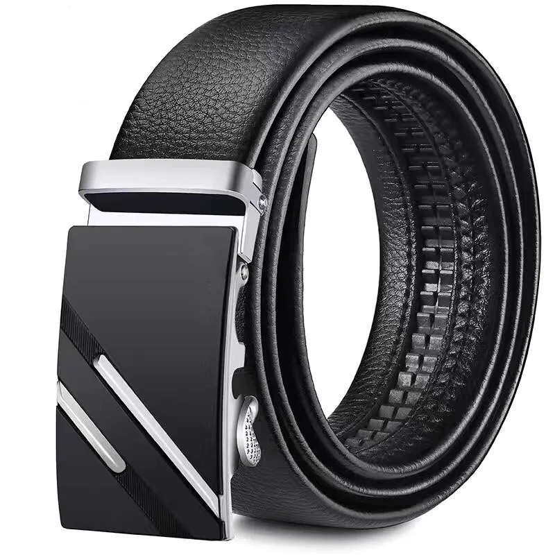 Men's Belt Can Be Cut Automatic Buckle Leather Belt Fashion Classic Versatile Trend Pants Belt