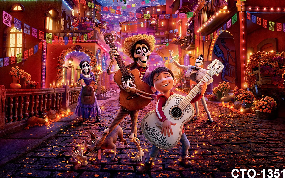 ستارة خلفية من Coco للكرنفال المكسيكي لحفلات أعياد ميلاد الأطفال خلفية صور مخصصة ستارة خلفية للزينة