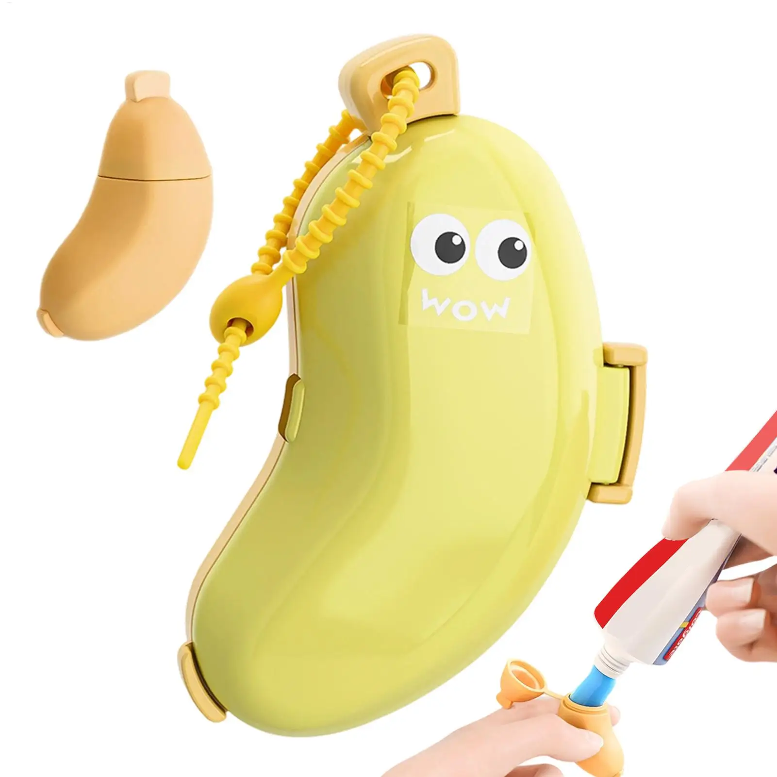 Banana Shaped Silicone Travel Toothbrush Holder Built-in Toothpaste 3 Banana Shaped Silicone Travel Toothbrush Holder Built-in Toothpaste