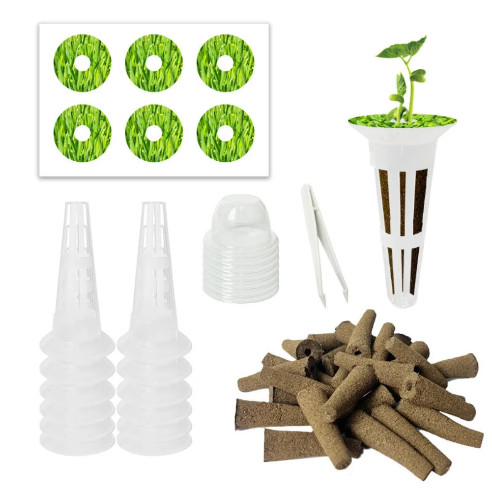 20 Count Soilless Cultivation Accessories with Grow Sponges Domes and Plant Containers for Indoor Gardening Systems