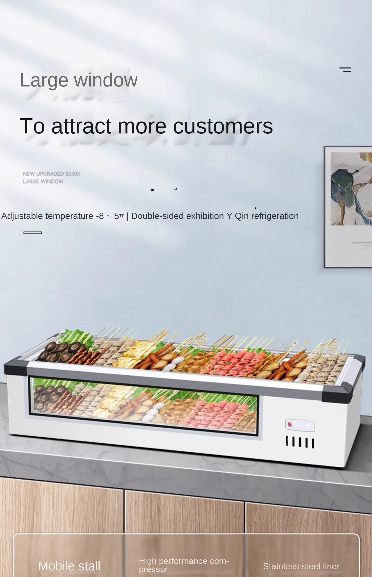 C12 Cooked Food Preservation Cabinet Commercial Desktop Refrigerated Cabinet Horizontal Mobile Freezer