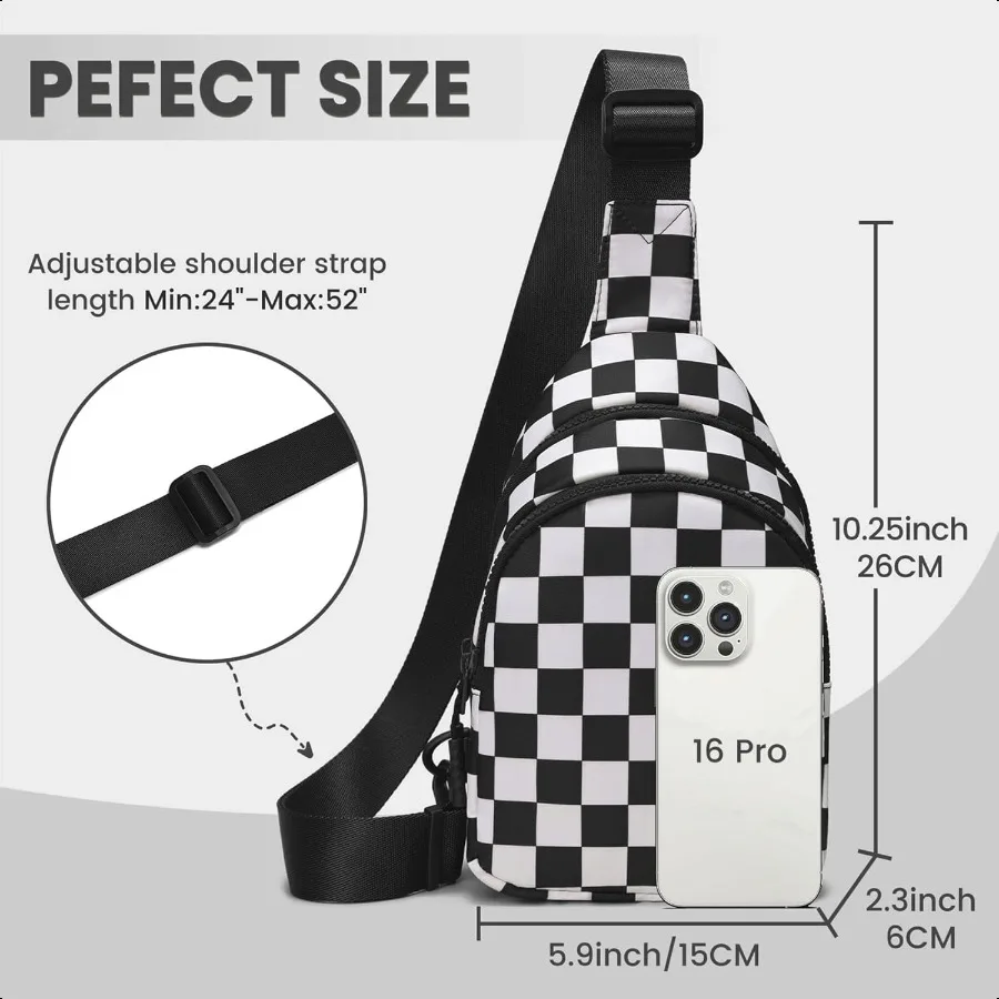 حقيبة حبال خفيفة الوزن مقاومة للماء لعام 2025 للنساء حقائب كروس مربعات وحزام قابل للتعديل وجيوب بسحاب