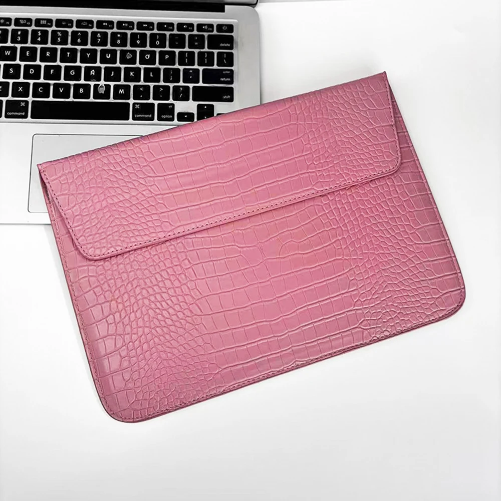 Op maat gemaakte krokodillenprint PU lederen laptoptas voor heren, 13.3/15.4 Pro laptopstandaard hoes, unisex