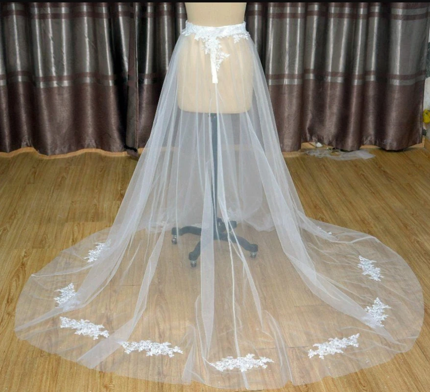 detachable lace tulle wedding train skirt  skirt bridal skirt train detachable overskirt custom size