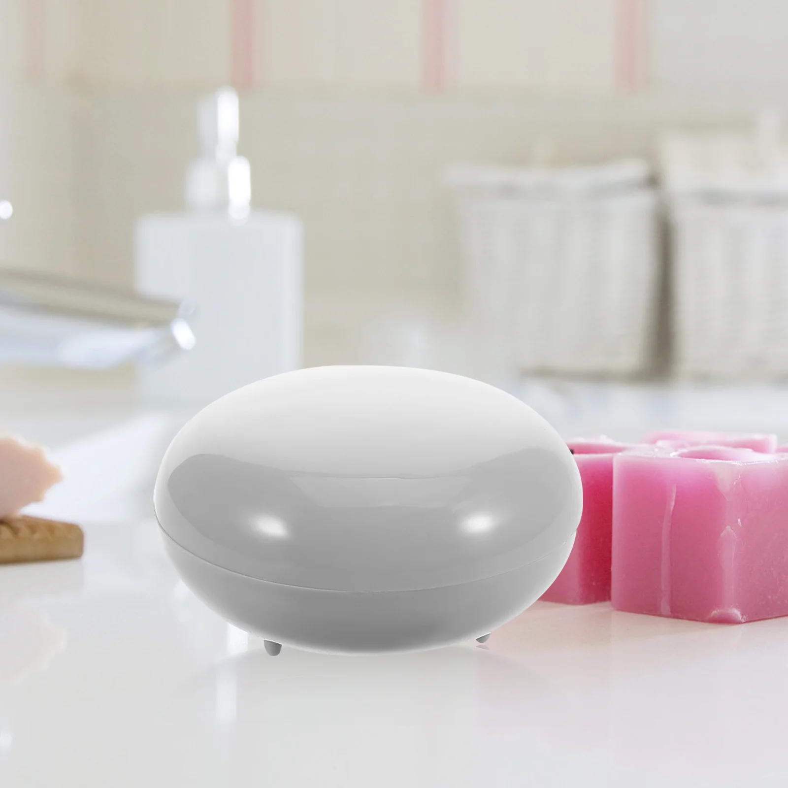 Pearlized Box 9Cm Bright Color Pp Plastic Round Soap Dish For Home Travel Office Use Soap Case Container Holder