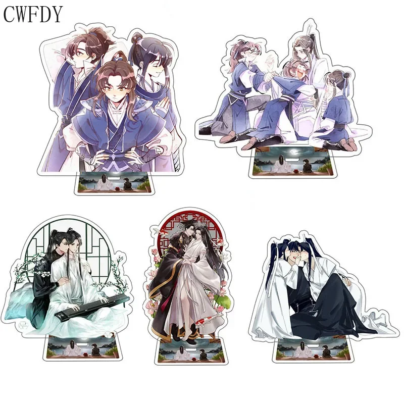 

New Anime Keychain Men Erha and His White Cat Master Key Chain Women Mo Ran Chu Wanning Cute Acrylic Stand Key Ring 15cm Cosplay