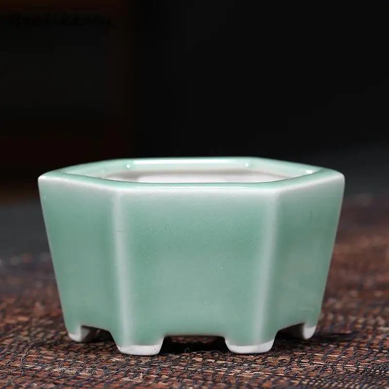 Chinese Style Purple Sand Flower Pot Desktop Ceramic Bonsai Pot Personality Simple Green Succulent Flower Pot With Hole LB551