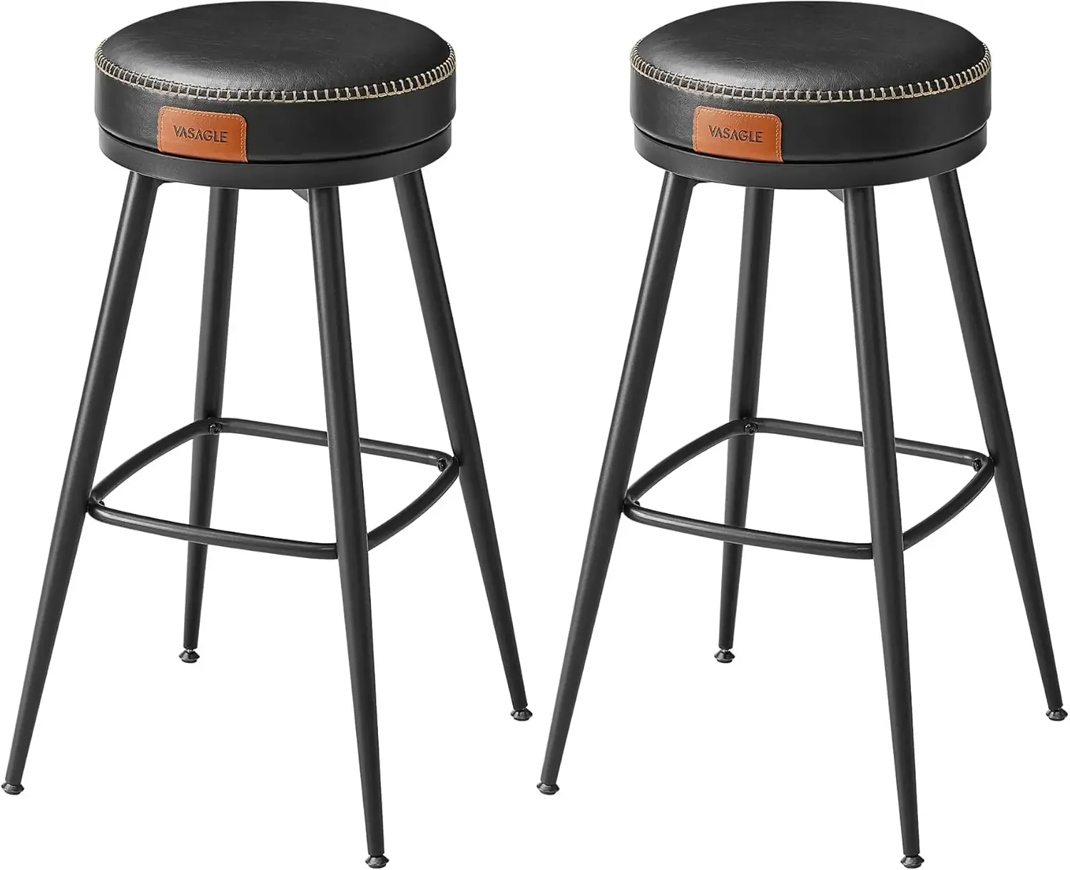 

VASAGLE EKHO Collection - Bar Stools Set of 2, Bar Height Swivel Bar Stools, Synthetic Leather with Stitching,Mid-Century Modern