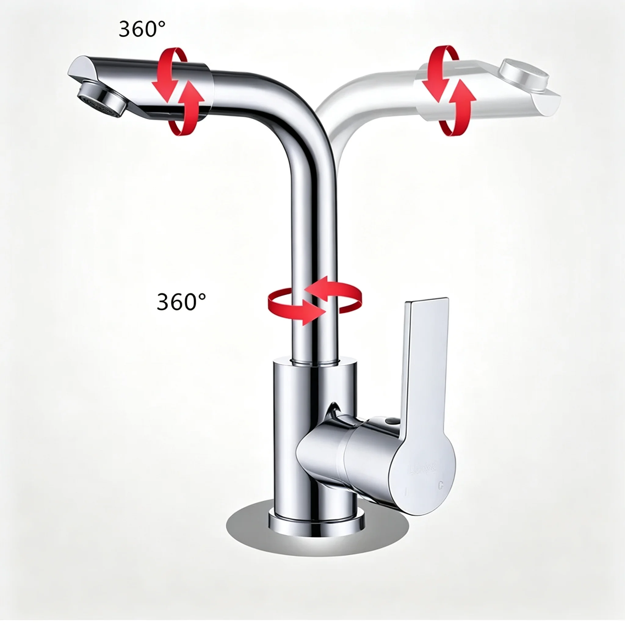 Chrome 360° Rotatable Bathroom Sink Faucet High‑Arc Spout Hot & Cold Mixer Tap Swivel Basin Tap for Home Hotel Decoration