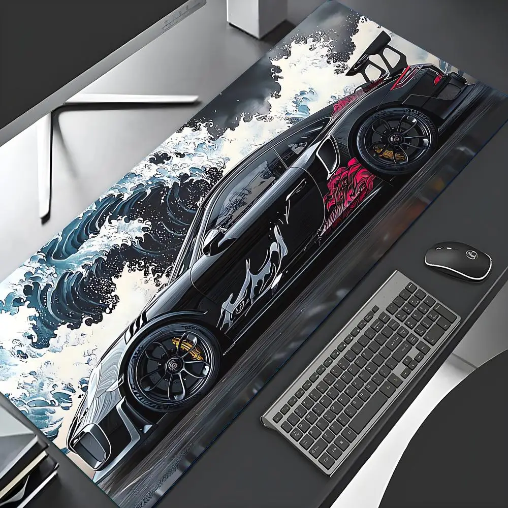 

Черные коврики для мыши с крутым и стильным дизайном в виде автомобиля, большие коврики для компьютера, офиса, игр, XXL, противоскользящие, HD, игровые коврики для клавиатуры и мыши