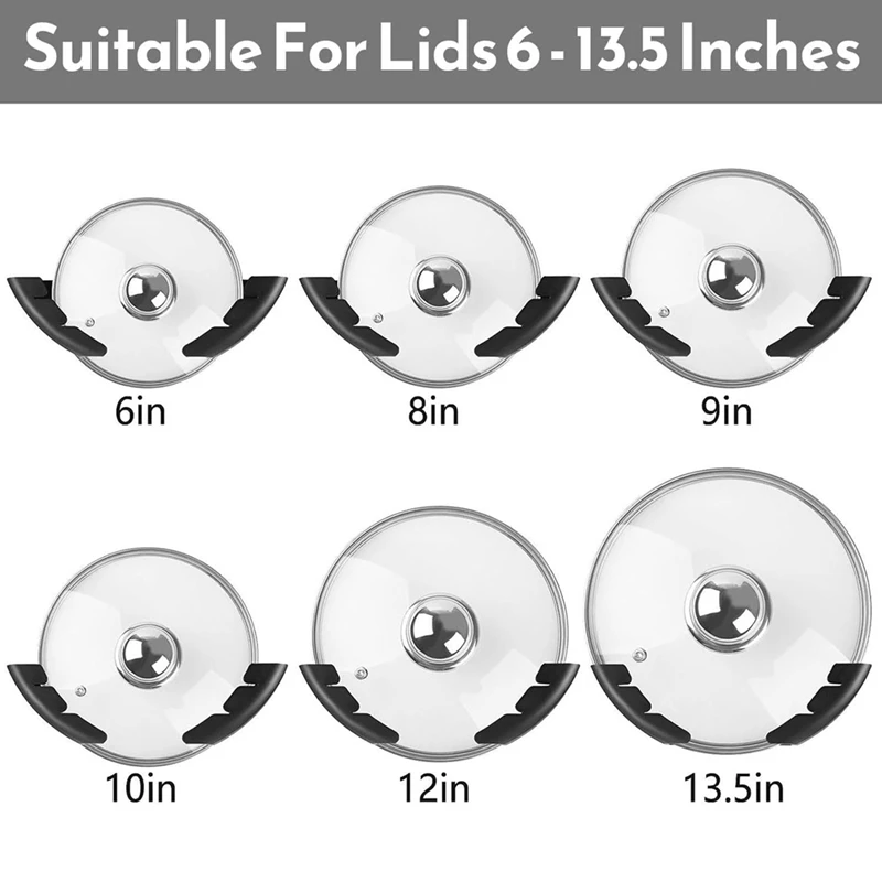 4PCS Universal Pot Lid Organizer For Cabinet Pan Lids Organizers Wall Mount Pots Top Storage Organizer Rack Holder