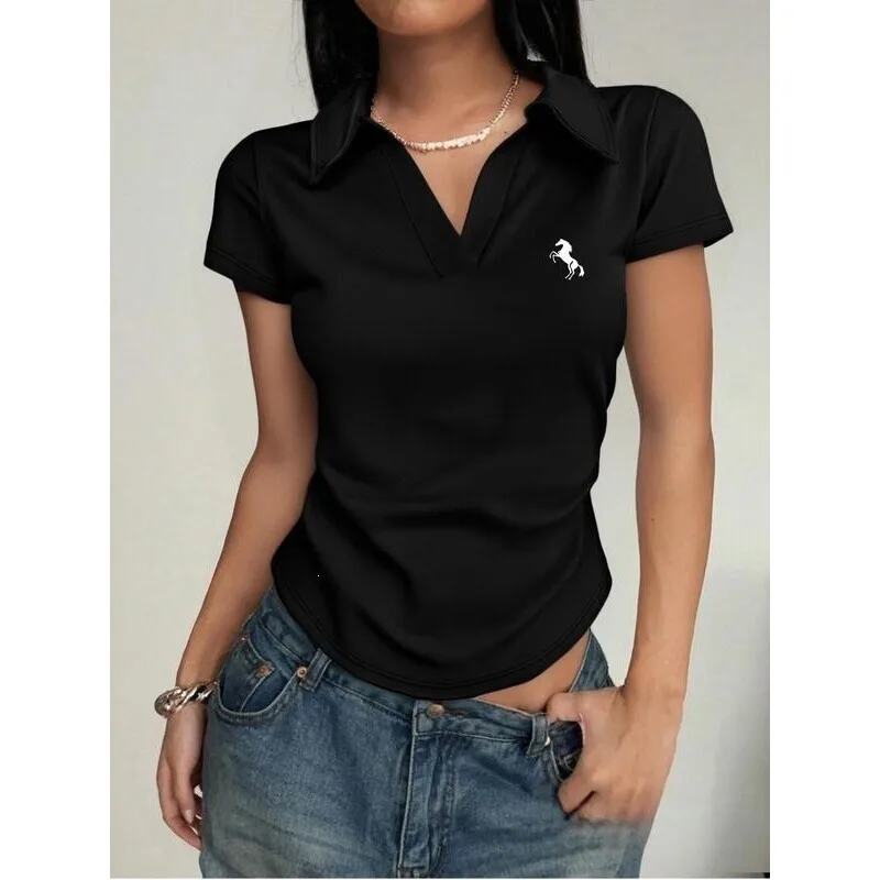 Women's Casual Print Tight-Fitting Short Sleeve V-Neck  T-Shirt Comfortable Soft Fabric Spring Summer Fashion Top