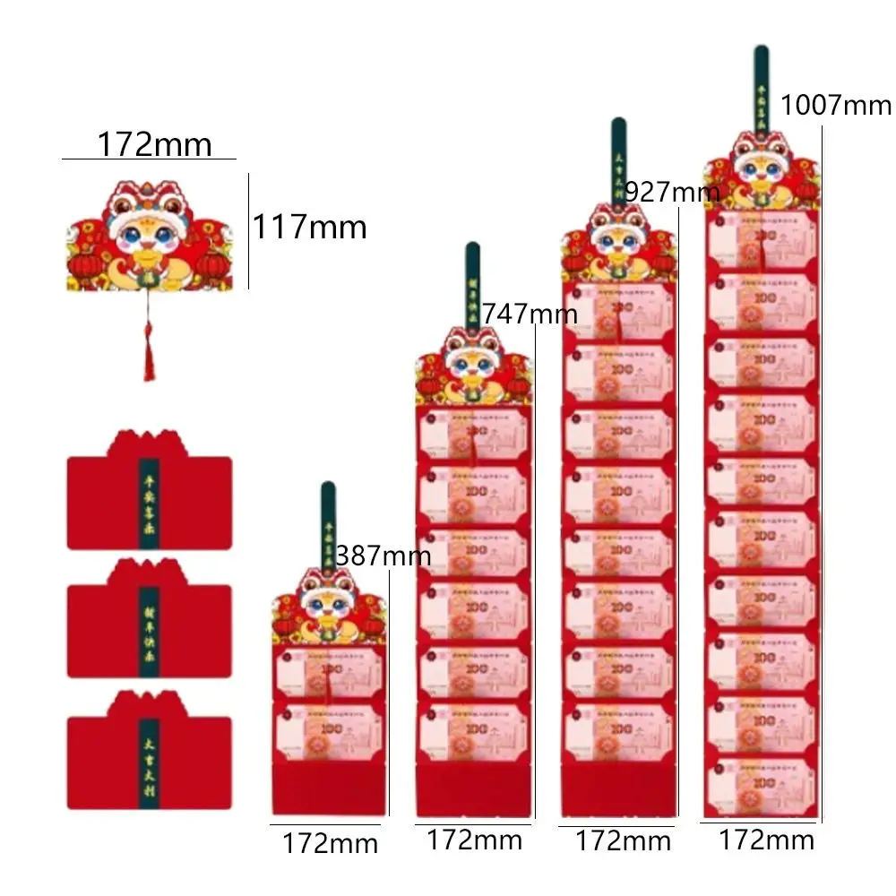 Sobres rojos plegables del año del serpiente chino 2025, sobres de la suerte tradicionales de Año Nuevo, paquete rojo de papel Hongbao