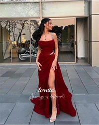 Lorrtta Deep Red Ball Gown Graduation Grace Mermaid Evening Dress Glittery Embellishments Elegant Party Dresses 2024 for Wedding