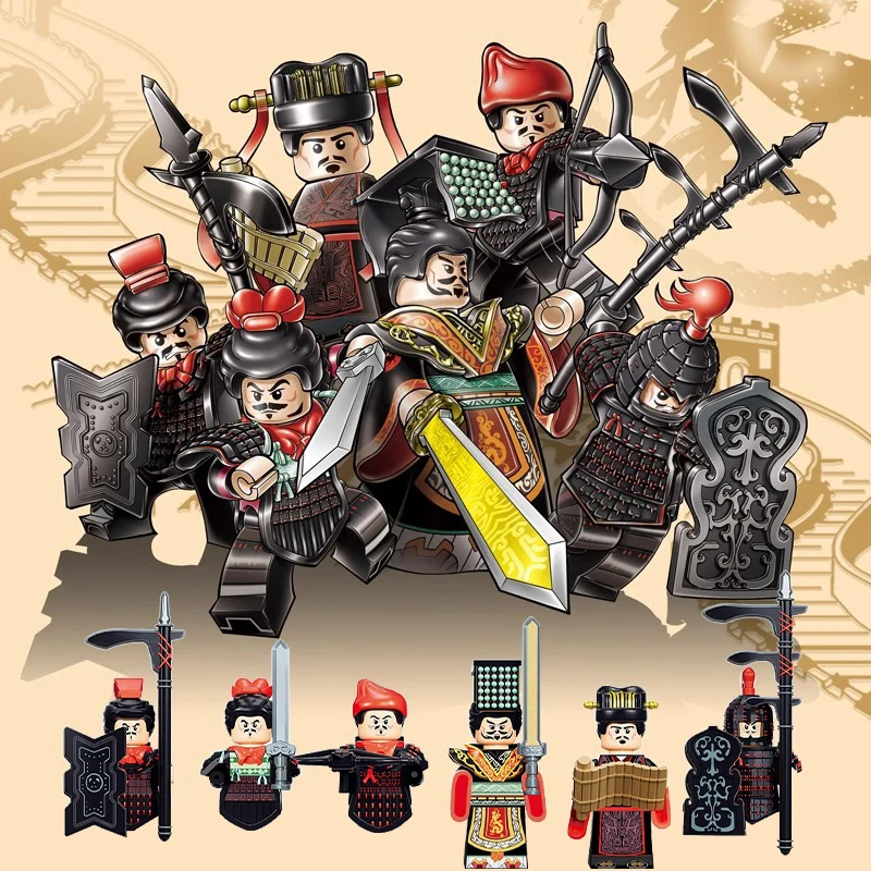 Chinese History Qin Dynasty Mini Figure Ying Zheng Swordsman Warrior Moc Soldiers Kids Blocks Toys Gift For Boys Girls Juguetes