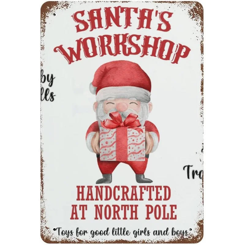 Santa Claus poster retro painting iron logo decoration 30x20x2cm