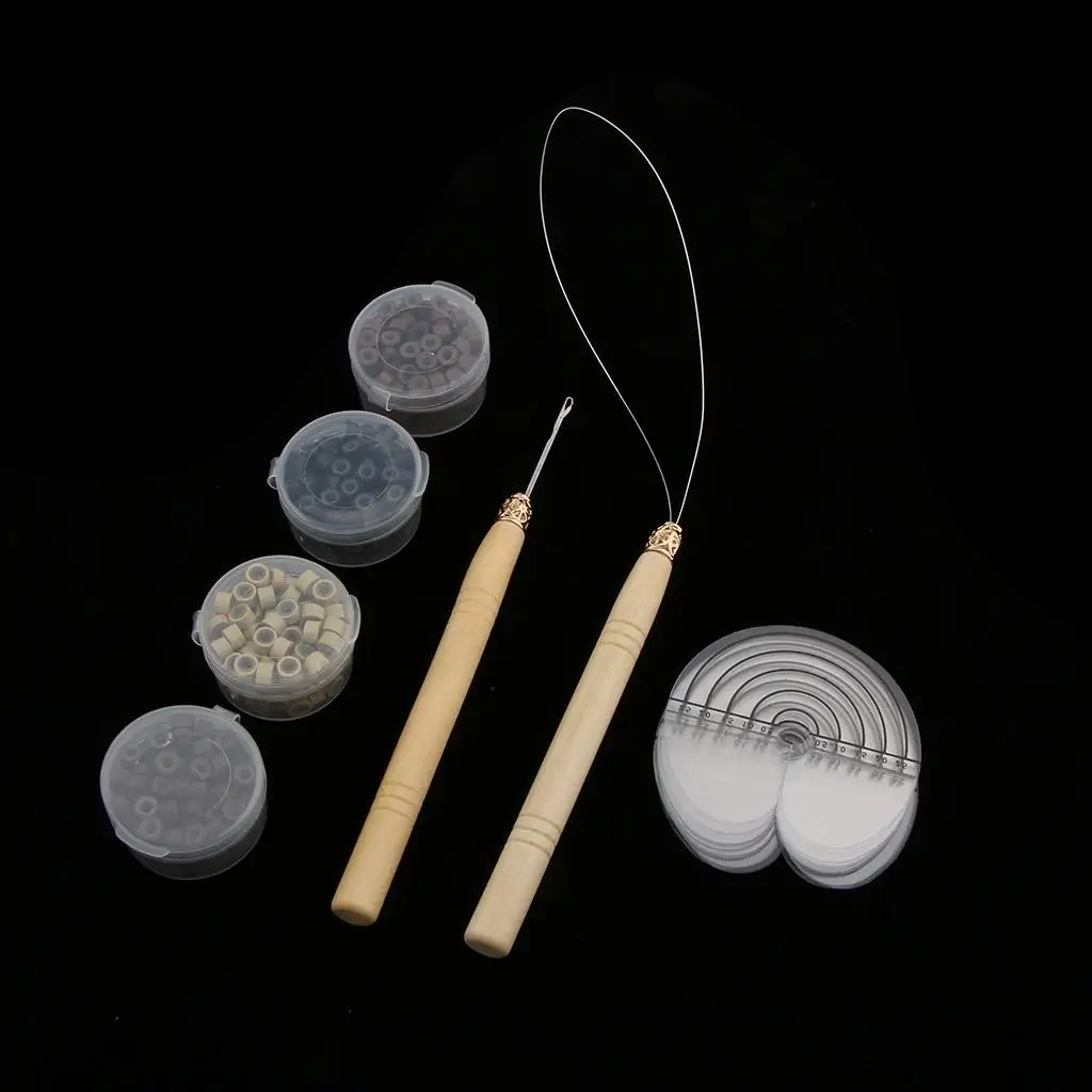 Hair Bun extension Tool Kits Loop Hook Beads Heat Guards Set