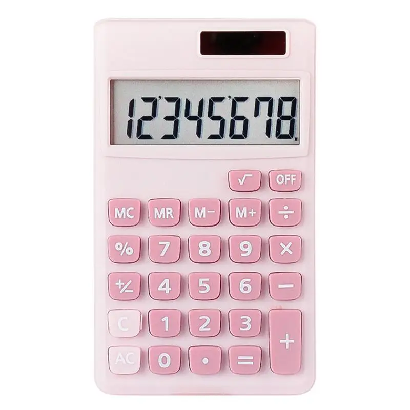 Student Calculator 8-Digit Electronic Calculator Solar Powered LCD Display Screen Calculator Handheld Calculator For School Home