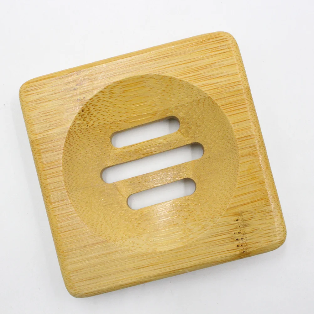 Minimalist Soap Dish Bathroom Round Square Shaped Drainer Holder Bamboo Compact Sustainable