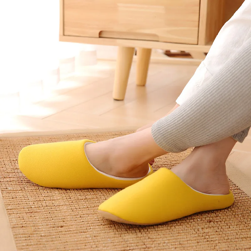 Women Slippers House Soft Home Cotton Slipper Winter Indoor Light Comfort Floor Shoes Men Silence Slides Bedroom Japanese Style