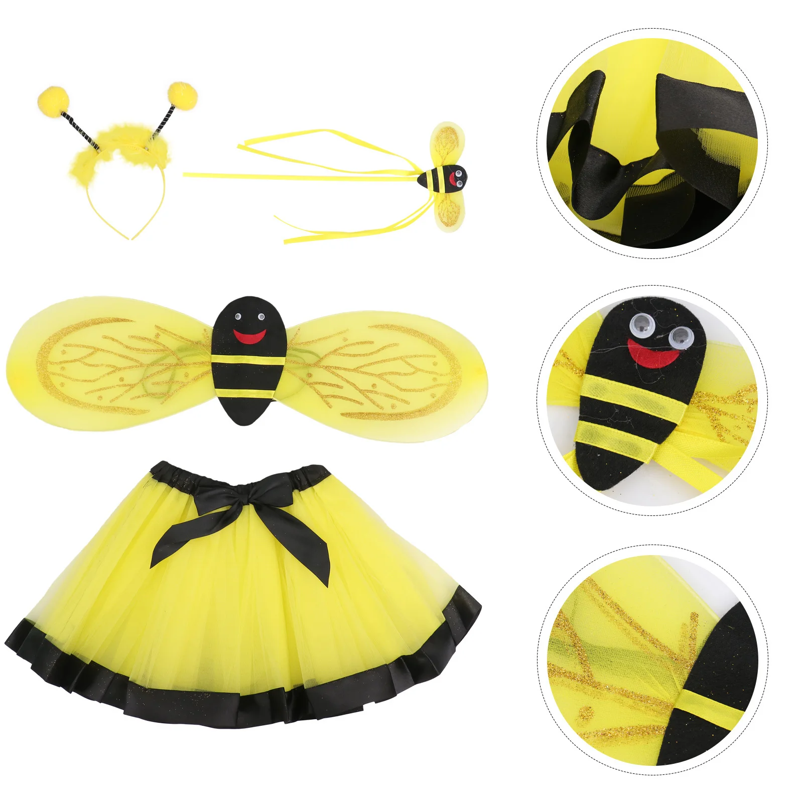 1Set Adorable Performance Costume Kids Mesh Skirt Party Cosplay Decor Yellow Premium Material Fashionable Color Matching