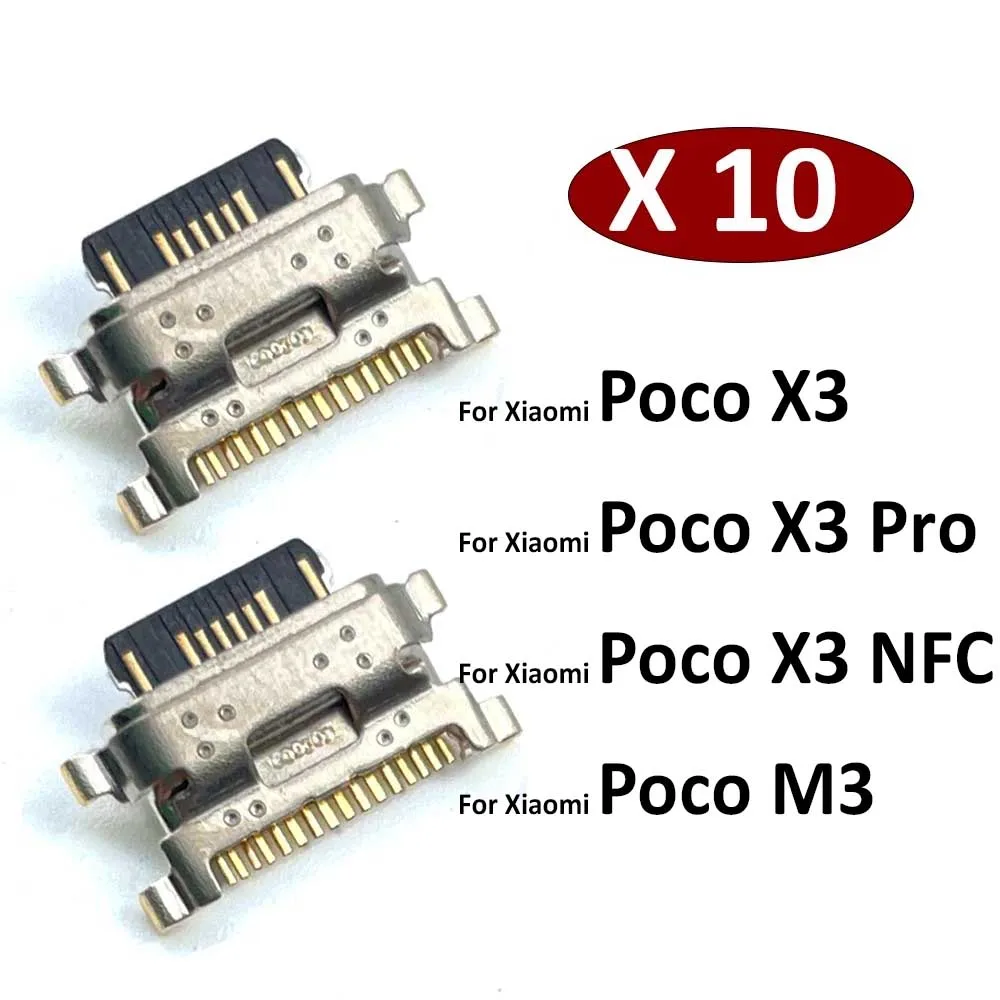 10Pcs,  New For Xiaomi Mi Poco X3 Pro NFC M3 USB Charging Port Connector Charge Jack Socket Plug Dock