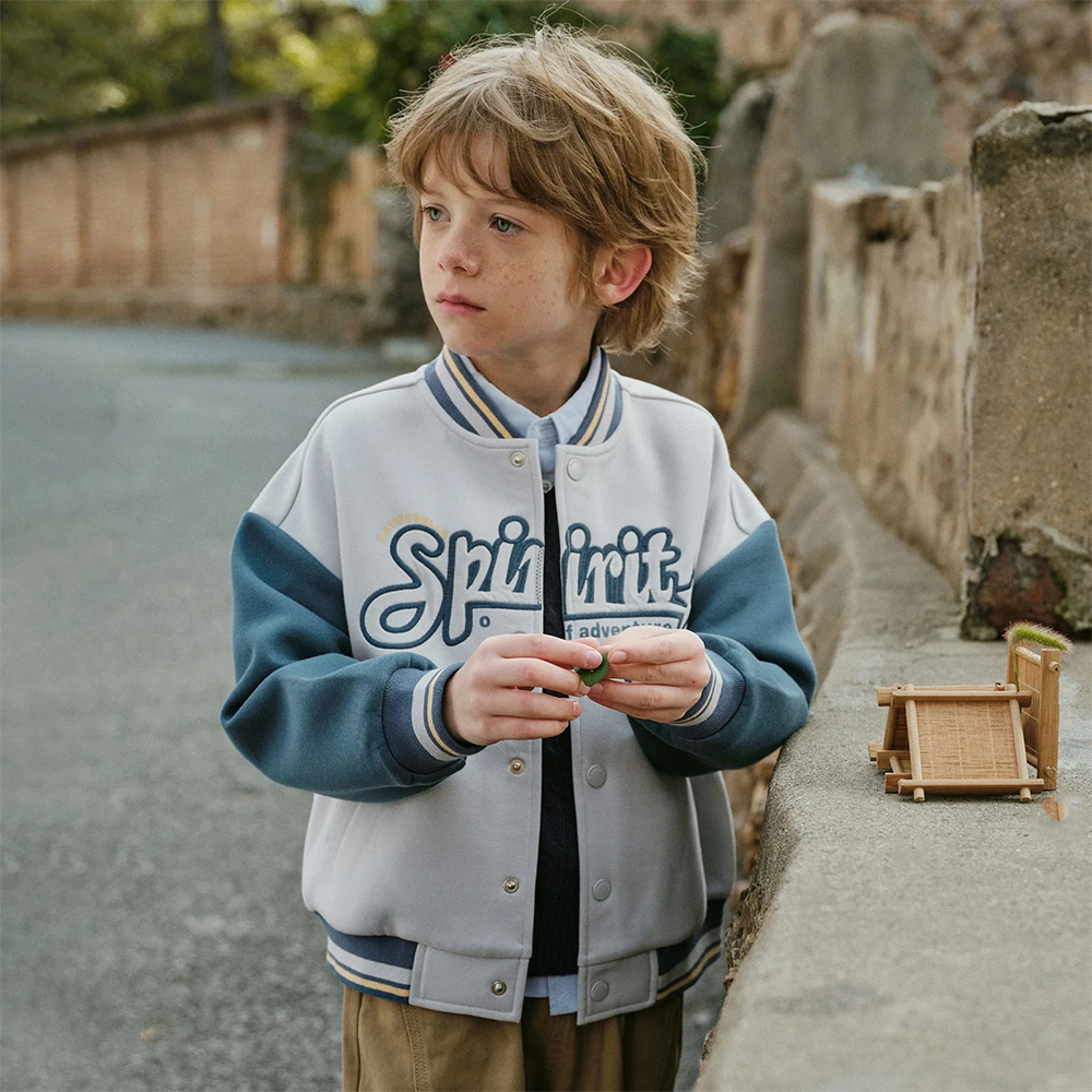 Dave Bella Boys Spring Autumn Jacket Coat for Children Printed Letter Casual Outdoor Baseball Outwear Kids Clothing DK1260223
