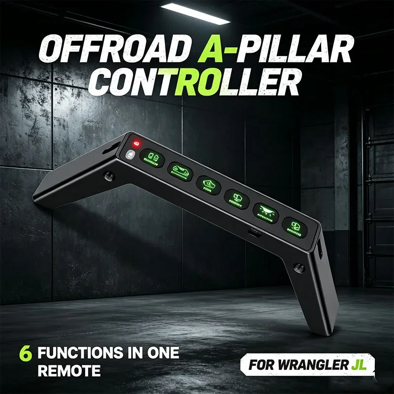 For Wrangler JL Modified A-pillar Armrest Six Way Integrated Remote Control Switch LED Car Spotlight Wireless Switch