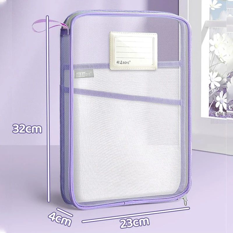 Mesh Zipper Pouch Bag Multifunctional Transparent Exams Stationery Holder Storage Bag File Bag Large Capacity Pencil Pouch