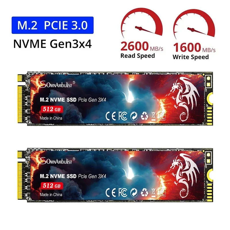 

SomnAmbulist SSD M2 NVME 128GB 256GB 512GB 1TB SSD M.2 2280 PCIe 3.0 Internal Solid State Drive For Laptop Desktop Game Console